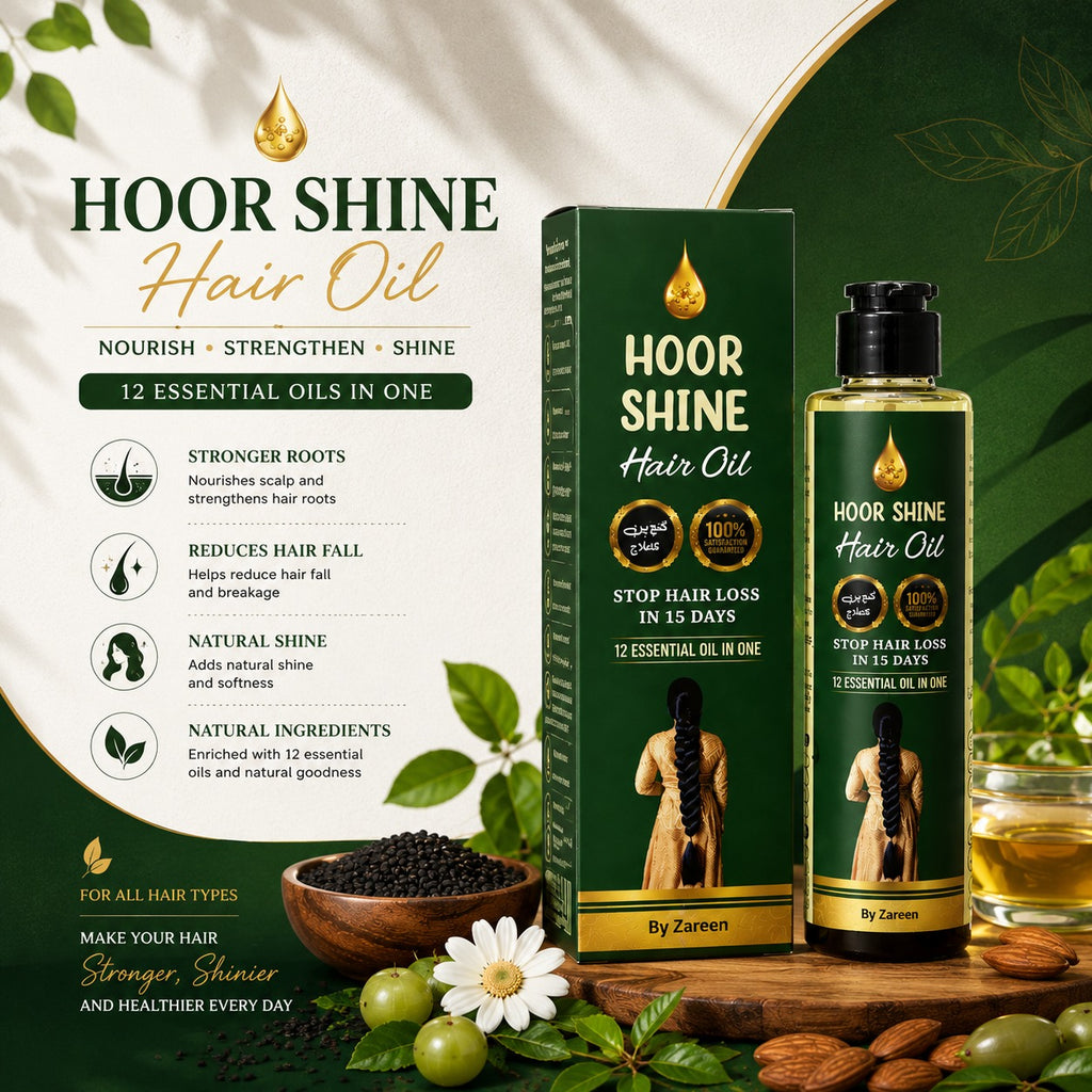 Hoor Shine Hair Oil By Zareen - 12 Essential Oils In One | Anti-Hair Loss & Hair Growth Formula