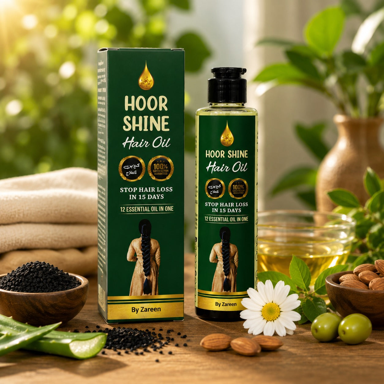 Hoor Shine Hair Oil By Zareen - 12 Essential Oils In One | Anti-Hair Loss & Hair Growth Formula